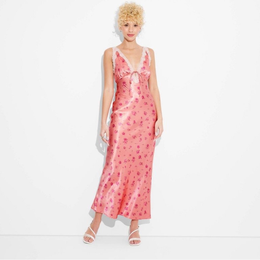 Wild Fable Pink Floral Satin Slip